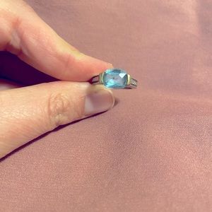 David Yurman Blue Topaz 18kt and Sterling silver size 8